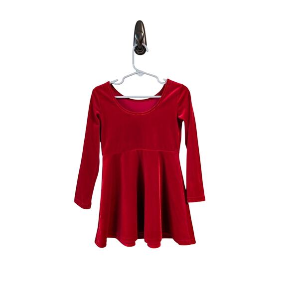 The Children's Place Velour Skater Dress 18-24 Months Red Long Sleeve Christmas - Picture 6 of 8